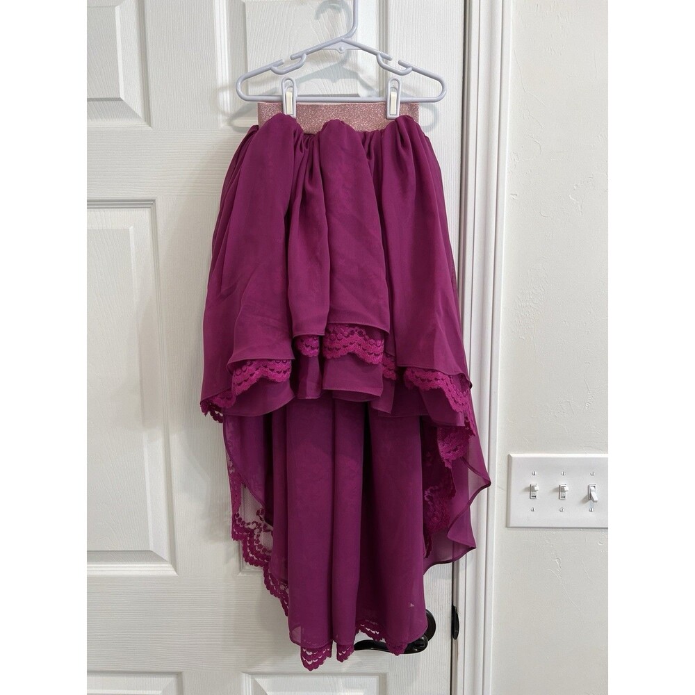 Pleiades Girls Size 6 Magenta Eliza High Low Chiffon Skirt!